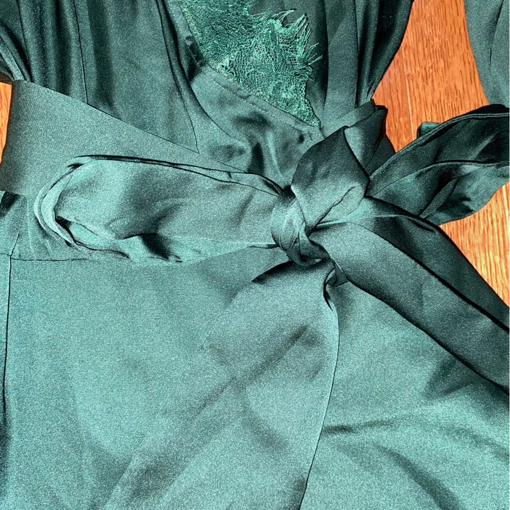 NEW Lovers & Friends $288 NADEEN Dark Green Satin Mini Dress XS NWT - Picture 10 of 12